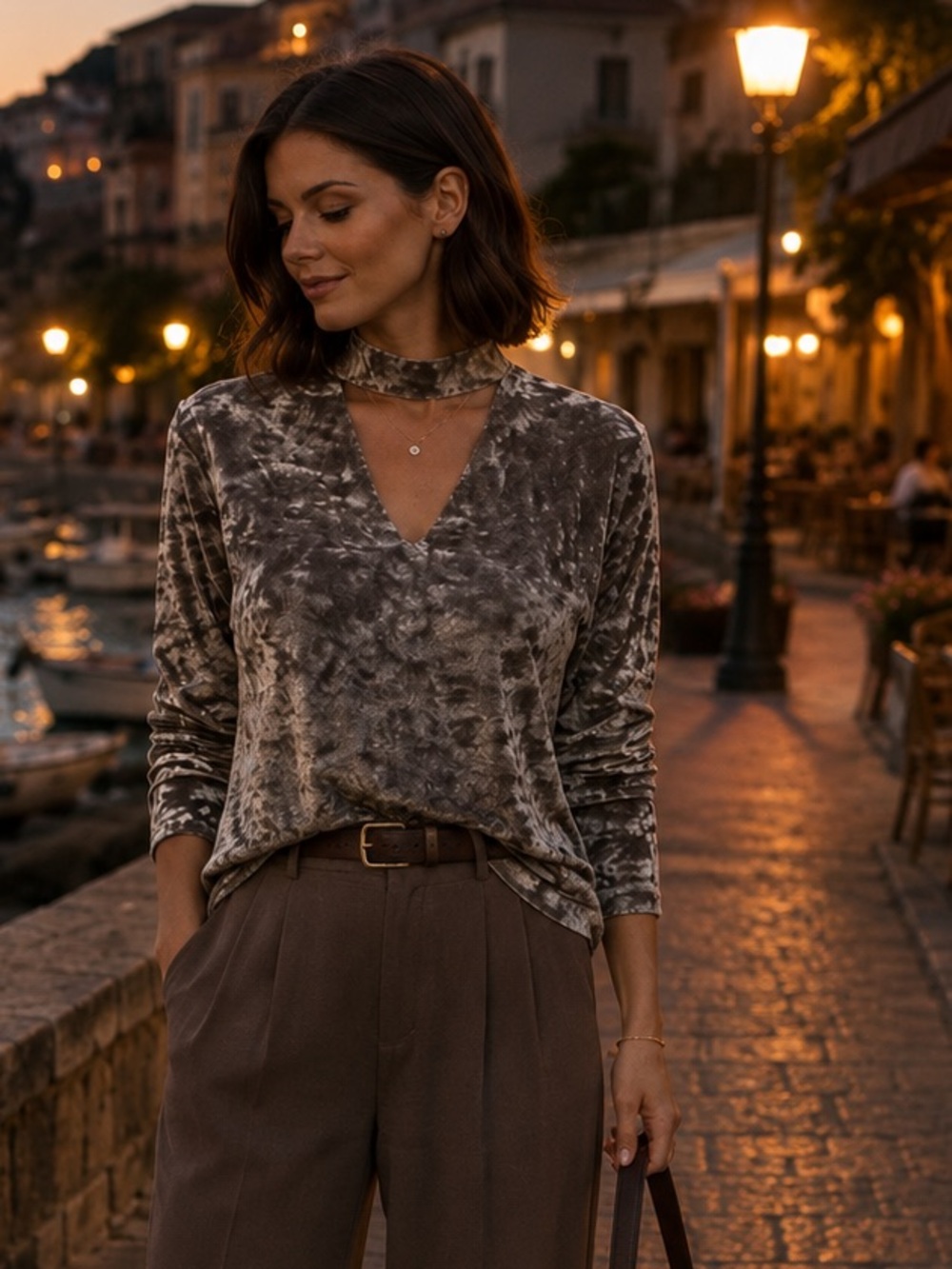 Nanette Lepore Silver Velvet Top